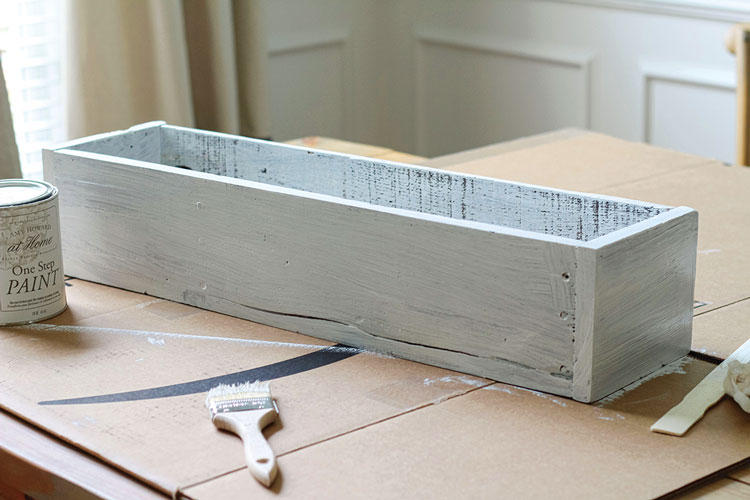 white-painted wooden box
