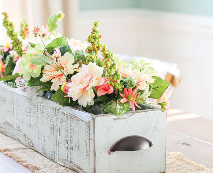 floral centerpiece DIY wooden box