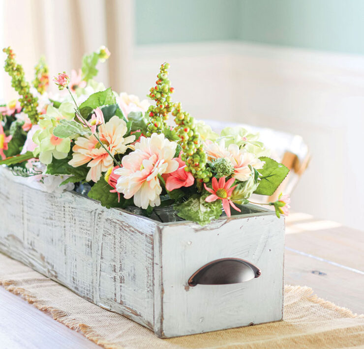 floral centerpiece DIY wooden box