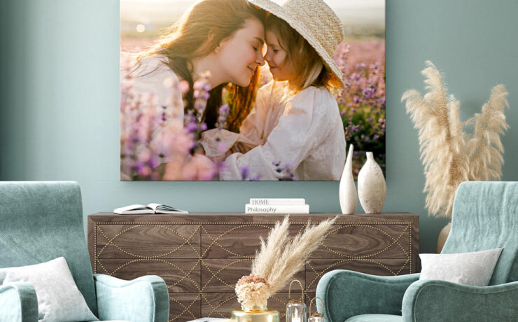 Mother and daughter photo on large canvas print