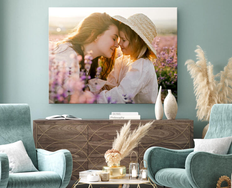Mother and daughter photo on large canvas print