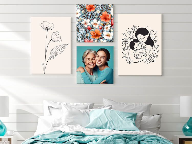 canvas prints with combination of graphic art and personal photos