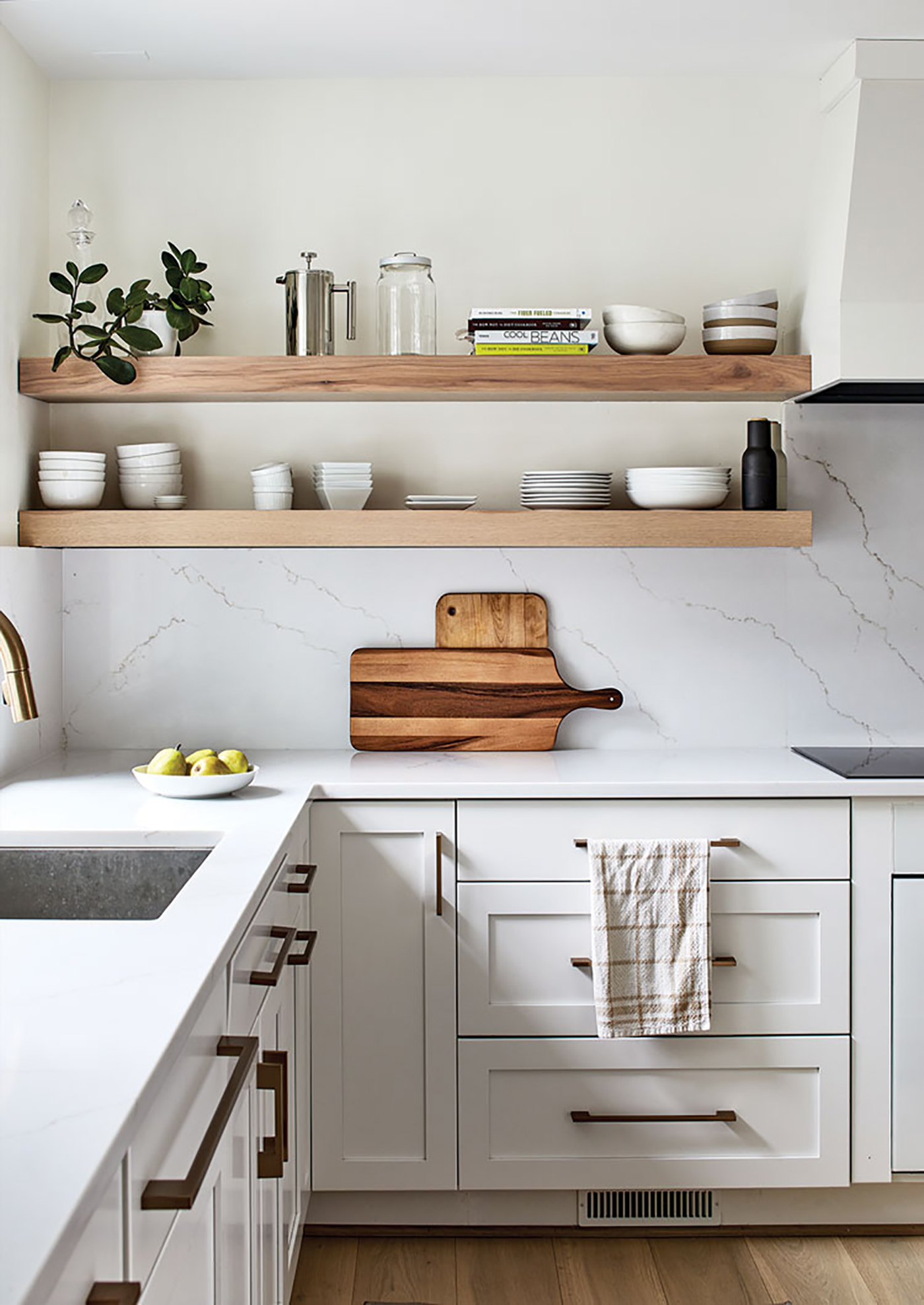 countertop in all white kitchen