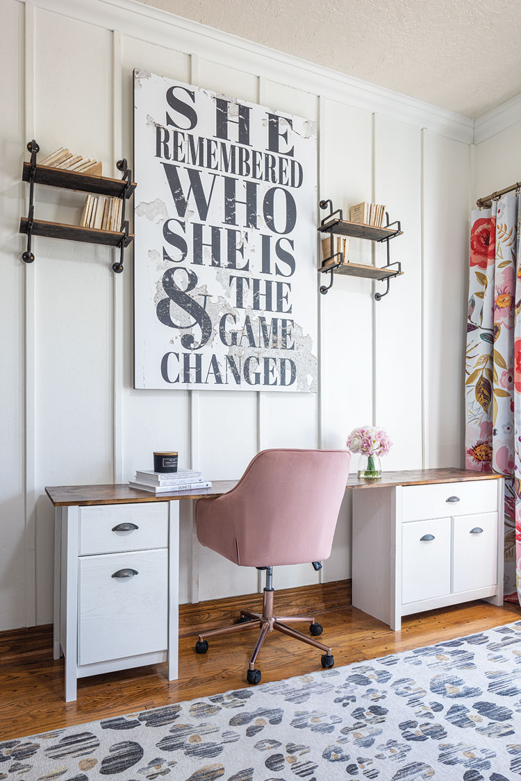 DIY updated home office with word art