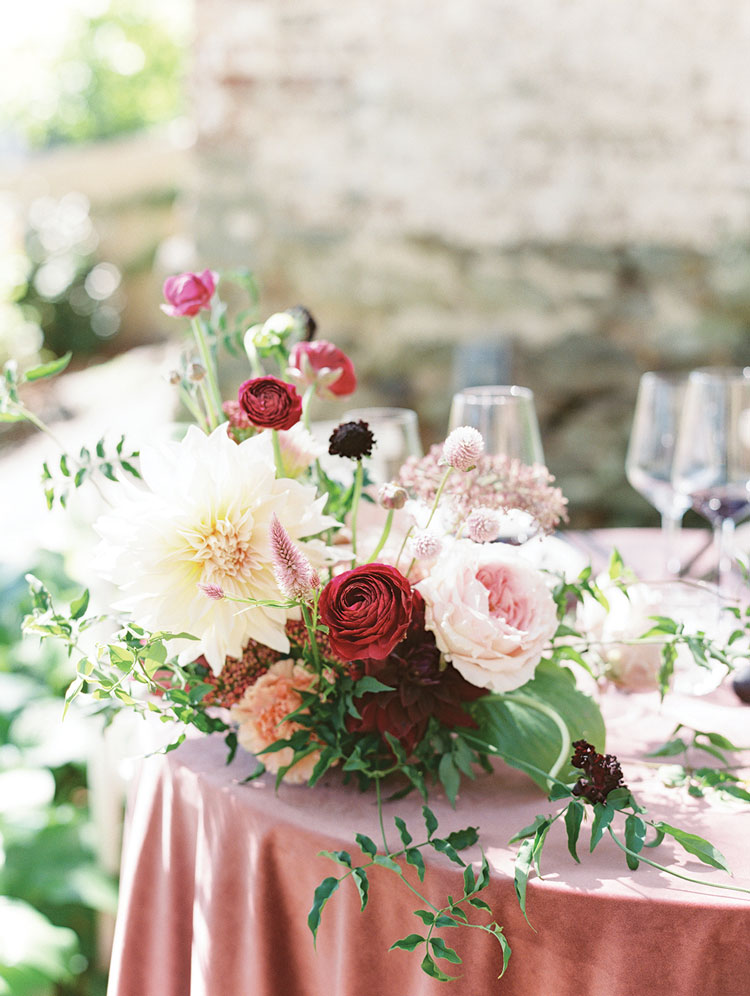 floral bouquet for a romantic tablescape