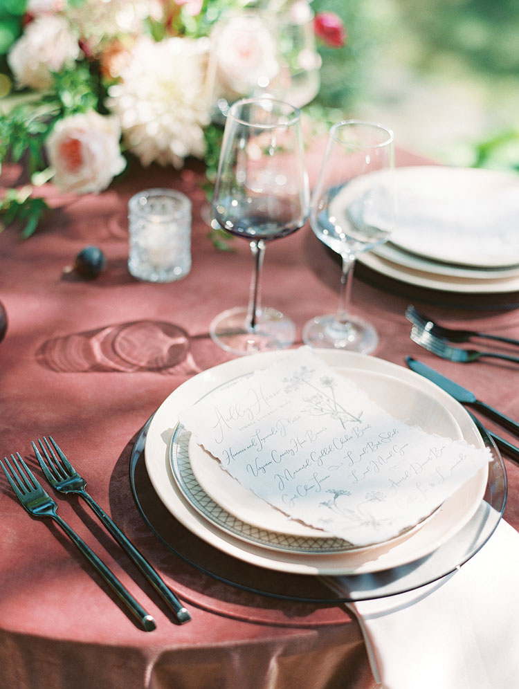 romantic tablescape with love letter inspired place setting