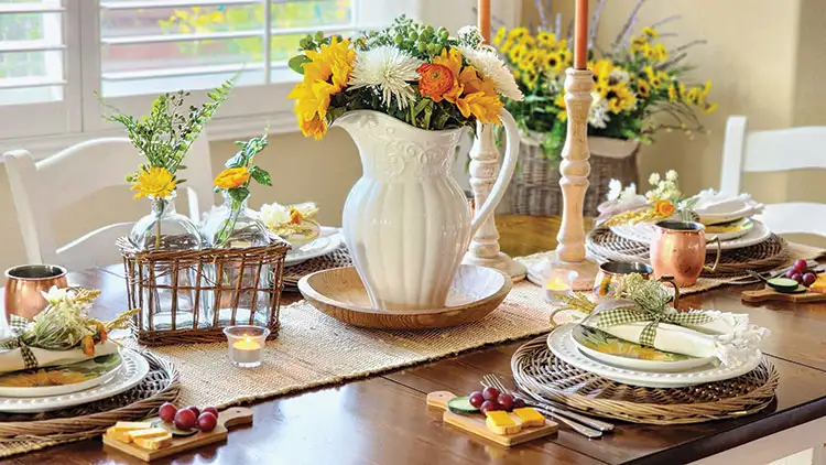 sunflowers at the center of tablescape inspired by late summer and early fall