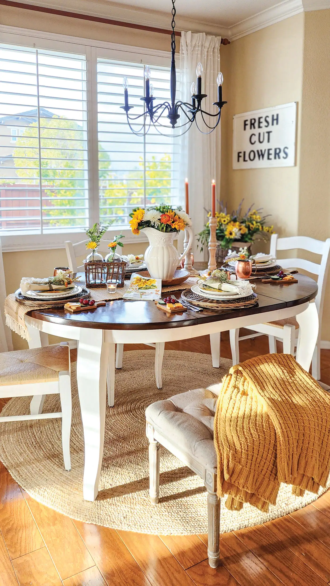 sunflower tablescape for late summer or early fall