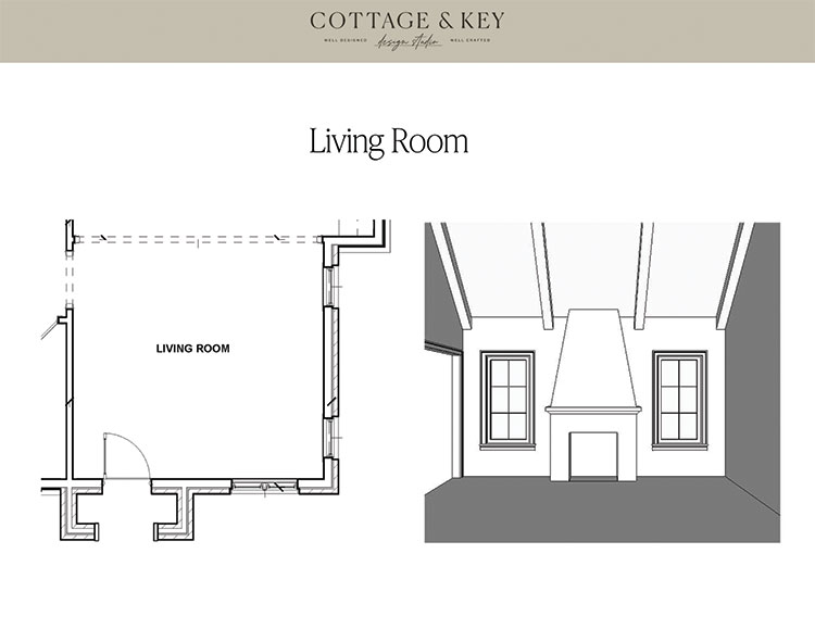 Living room blueprint for Project House Austin