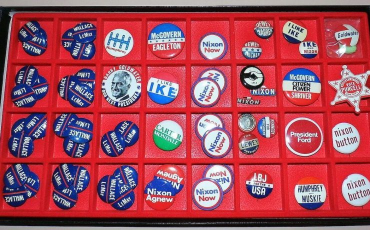 collection of mid century campaign pins