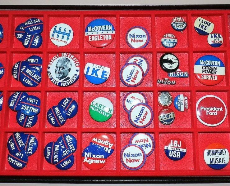 collection of mid century campaign pins