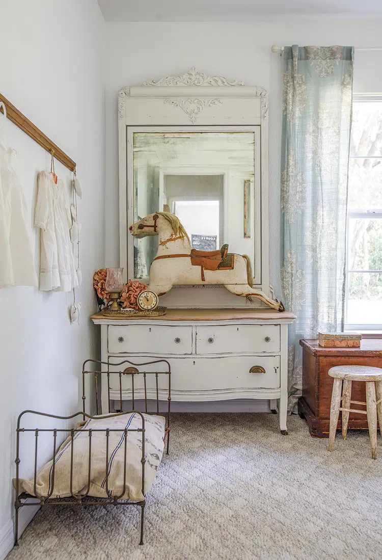 dresser and antique rocking horse