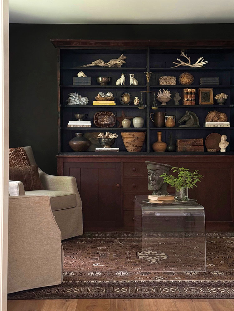 antique cabinet with black backdrop for perfect fall palette