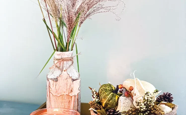 DIY fall vase made from recycled juice container