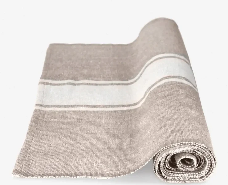 Handloom Stripe Runner in blended linen cream color for rustic fall decor