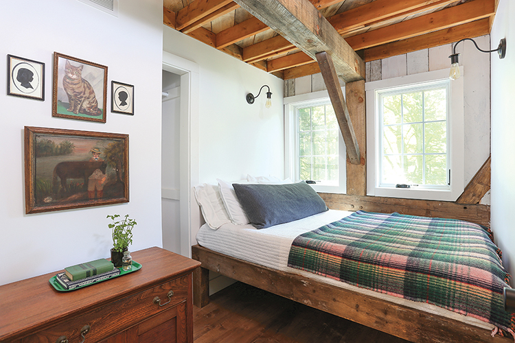 bedroom in renovated barn home