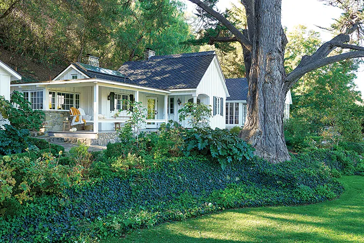 exterior front view of authentic farmhouse in Ojai