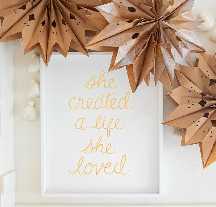 DIY brown paper bag snowflakes create organic Christmas decor