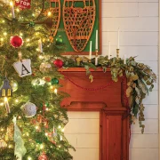 Christmas tree and vintage snowshoes