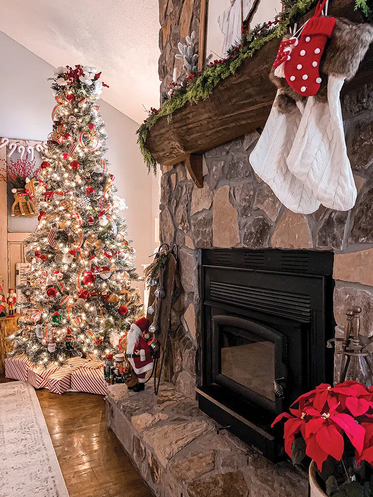 view of winning Christmas tree from fireplace