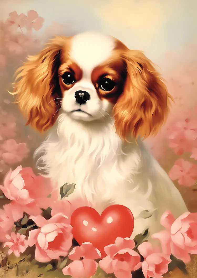 vintage Valentine with cockerspaniel