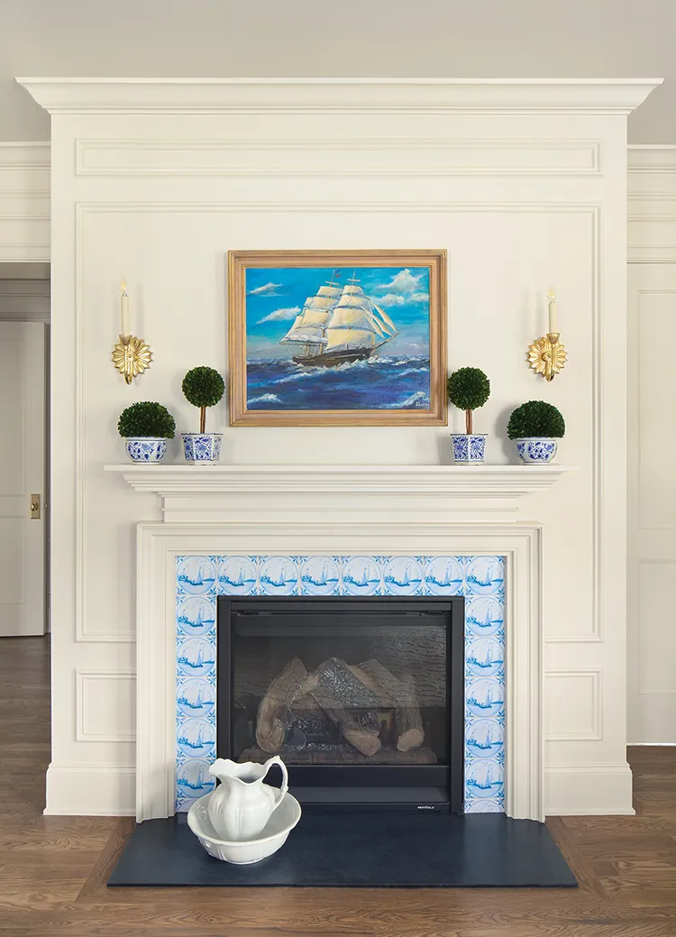 nautical themed fireplace in completed Project House Utah