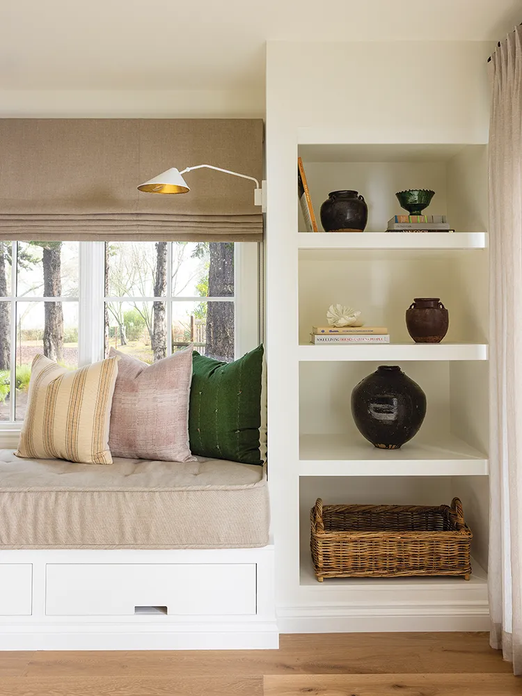 bench seating in farmhouse meets vineyard home