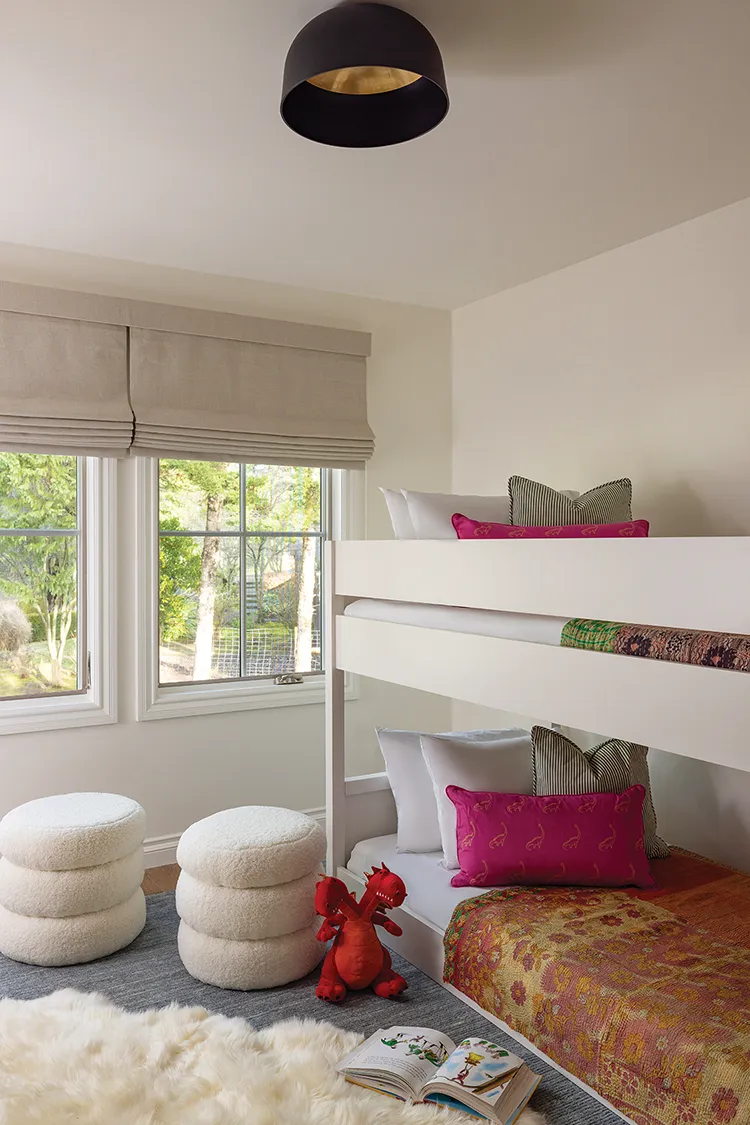 bunks beds in renovated farmhouse style home