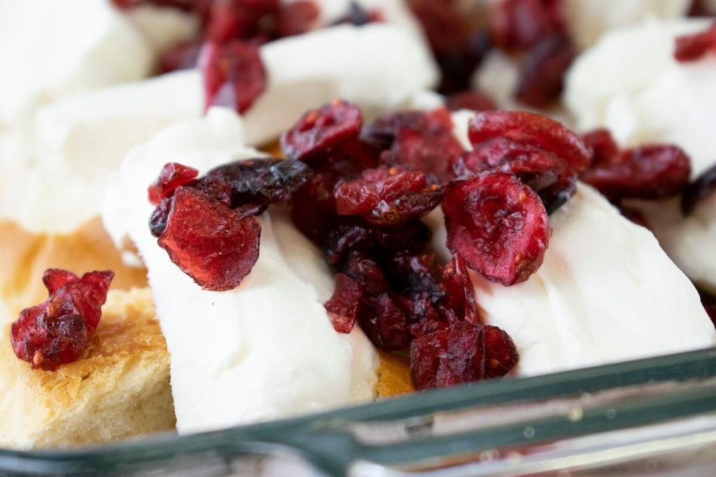 cranberries in dish for brunch recipe