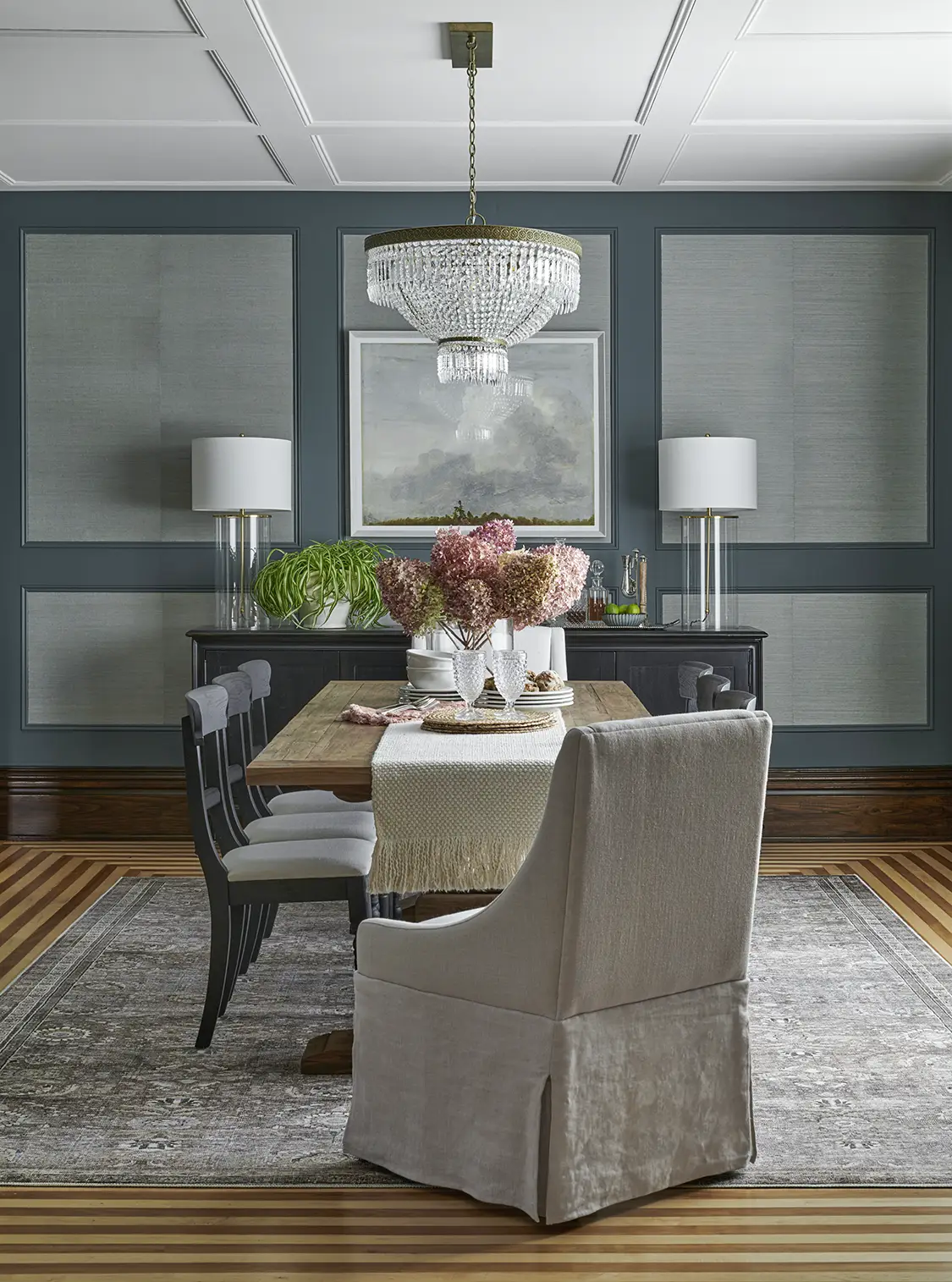 dining room with Victorian and contemporary farmhouse touches