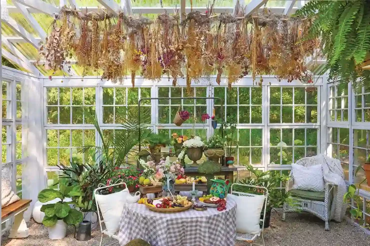 DIY dried flowers in greenhouse in Michigan home