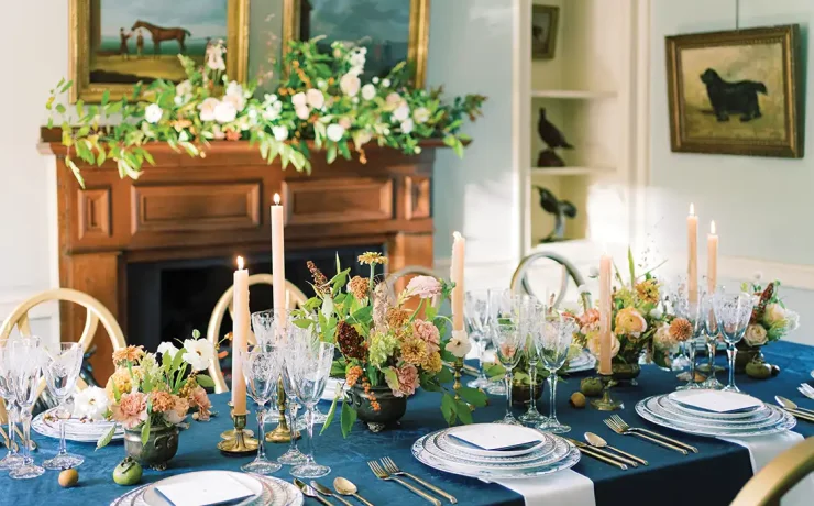 flowers as centerpiece in spring tablescape