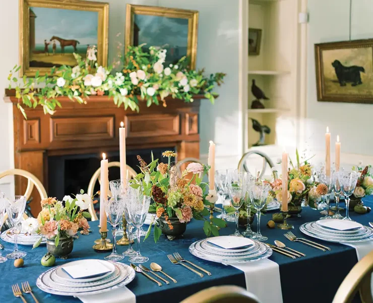 flowers as centerpiece in spring tablescape