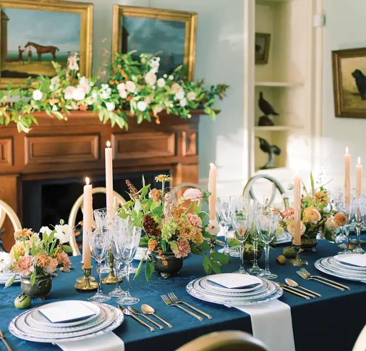 flowers as centerpiece in spring tablescape