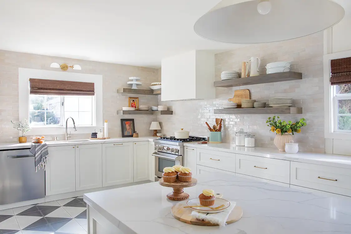 renovated white farmhouse kitchen