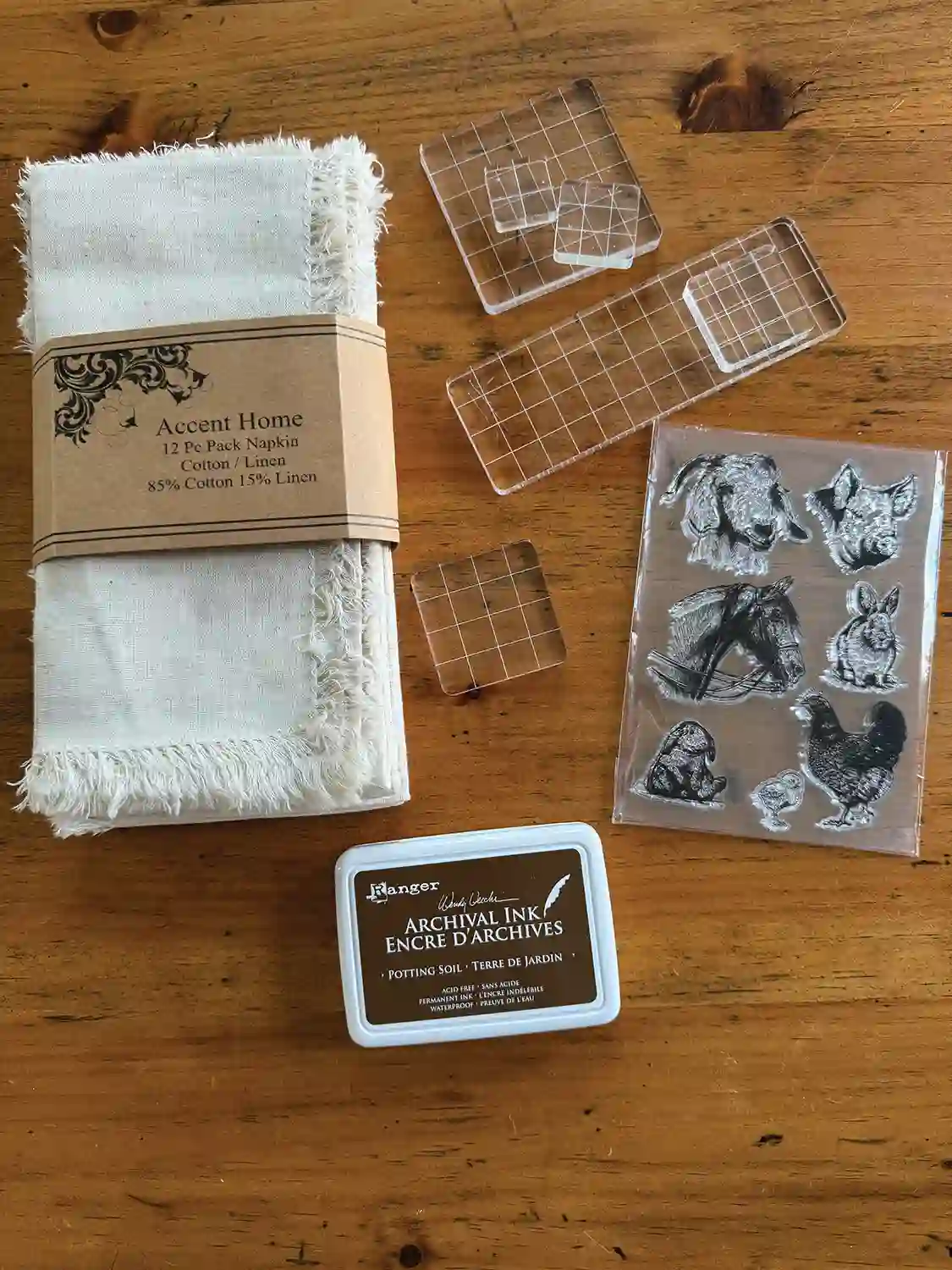 materials for handstamping linen napkins at home