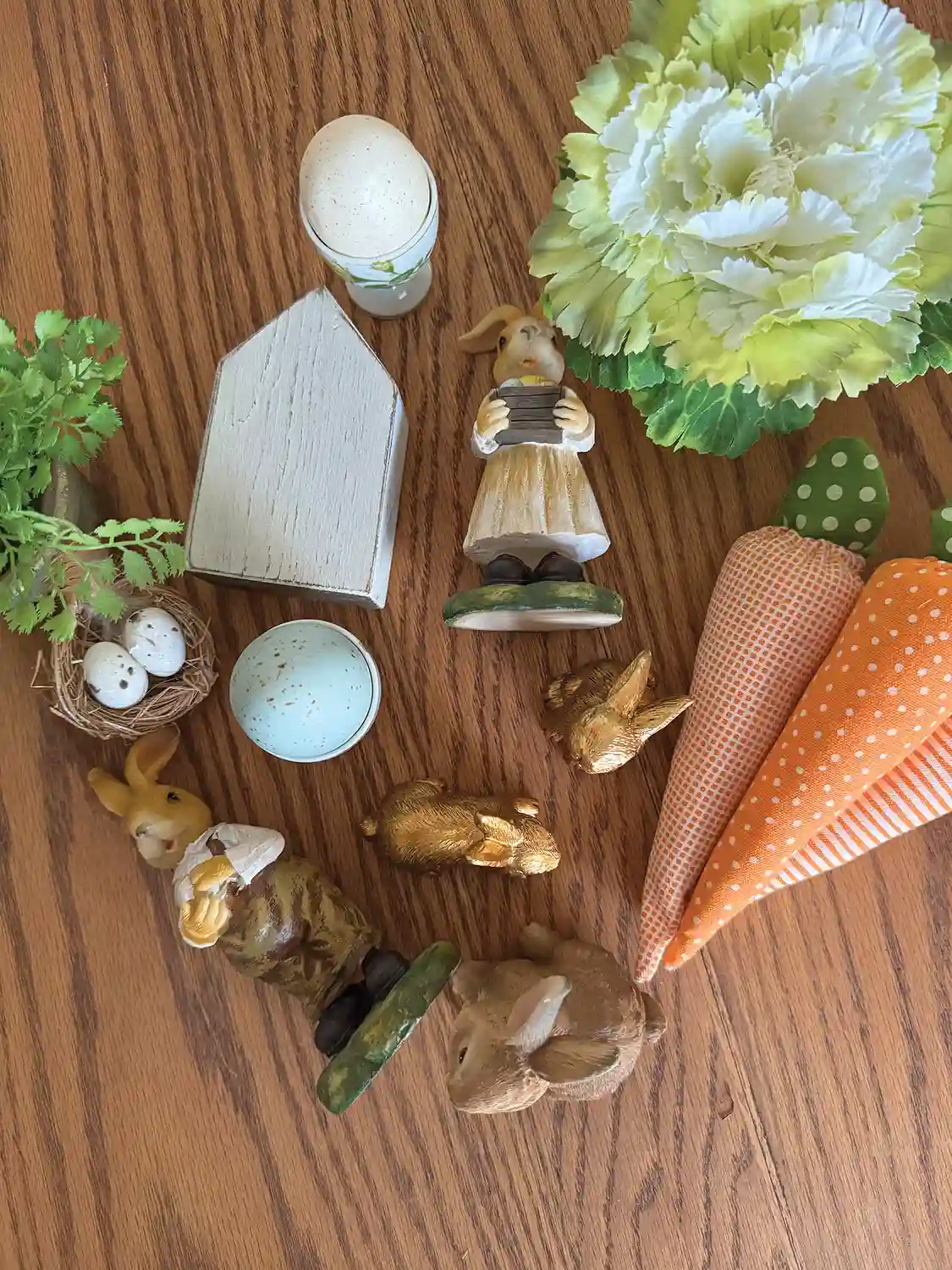 objects for decorating tiered tray for a spring vignette