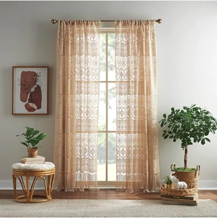 boho lace curtains with vintage fringe