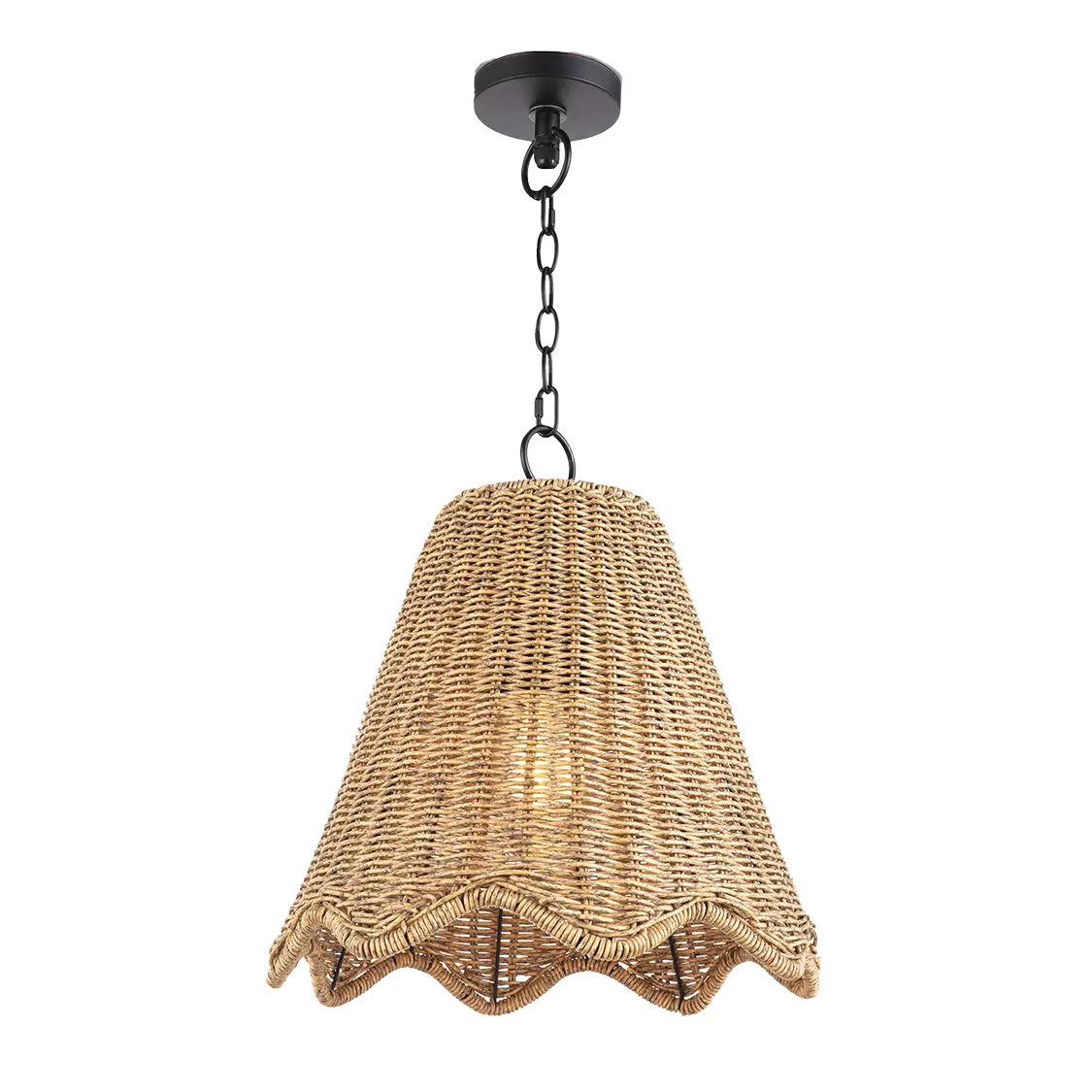 rattan light in Project House Austin guest bathroom